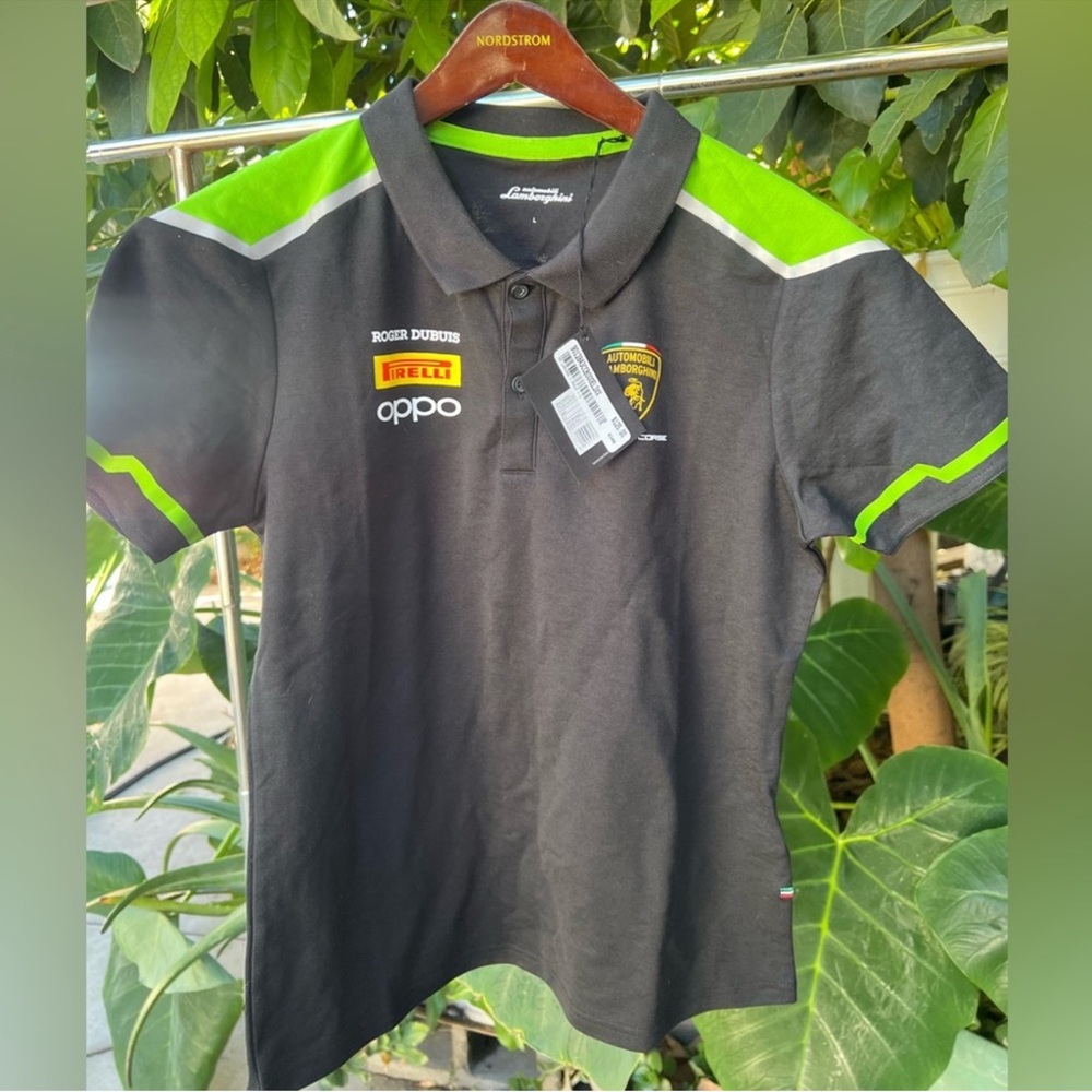 NWT Automobili Lamborghini women’s racing top button down short sleeve shirt